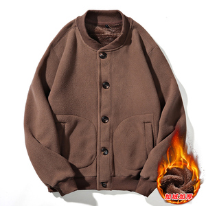 冬季新款开衫卫衣摇粒绒外套男加绒加厚抓绒男士上衣861加绒-P48,女装短外套,星座1816-1（原1210-1）