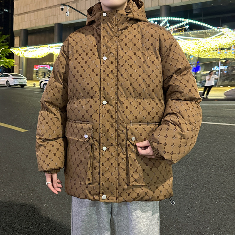 2025冬装新款情侣棉衣男女短款加厚满印港风连帽外套MY8809-P68,男装棉衣,星座1816-1（原1210-1）