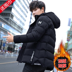 2025冬装中长款棉衣男款加绒加厚大码连帽纯色面包棉服MY618-P65,米白色西装上衣搭配图片