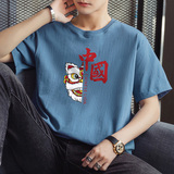 现货主推量大8块2025夏季新款男士醒狮印花短袖T恤DT070-P10，男装T恤，星座1816-1（原1210-1）