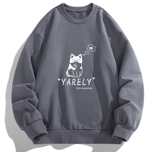 外贸跨境现货2025春秋新款潮流男士猫想鱼印花圆领卫衣F183-P15，男装卫衣，星座1816-1（原1210-1）