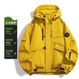 秋季户外三防冲锋衣男女同款防风防水连帽工装外套登山服9596-P45，男装夹克，星座1816-1（原1210-1）