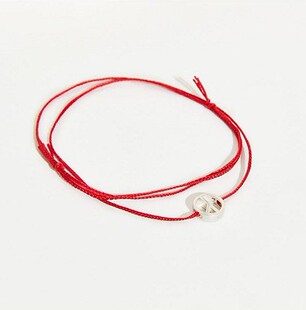 权志龙gd 同款手链 蓝色红色绳反战标925纯银红绳手链项链