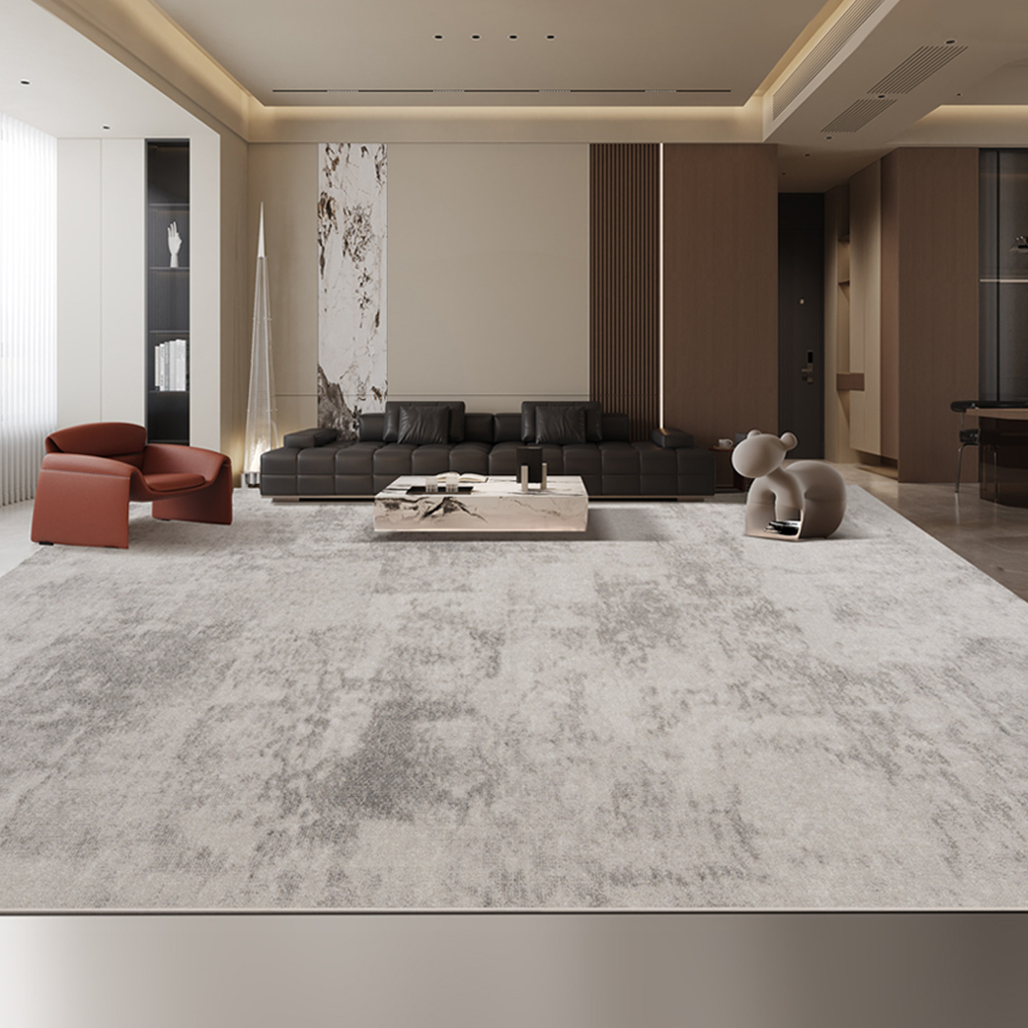 客厅地毯现代简约灰色沙发茶几毯卧室2025新款高级感轻奢侘寂别墅