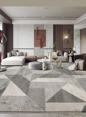 高级灰客厅地毯现代轻奢灰色毛绒卧室超大隔音茶几毯地垫北欧极简
