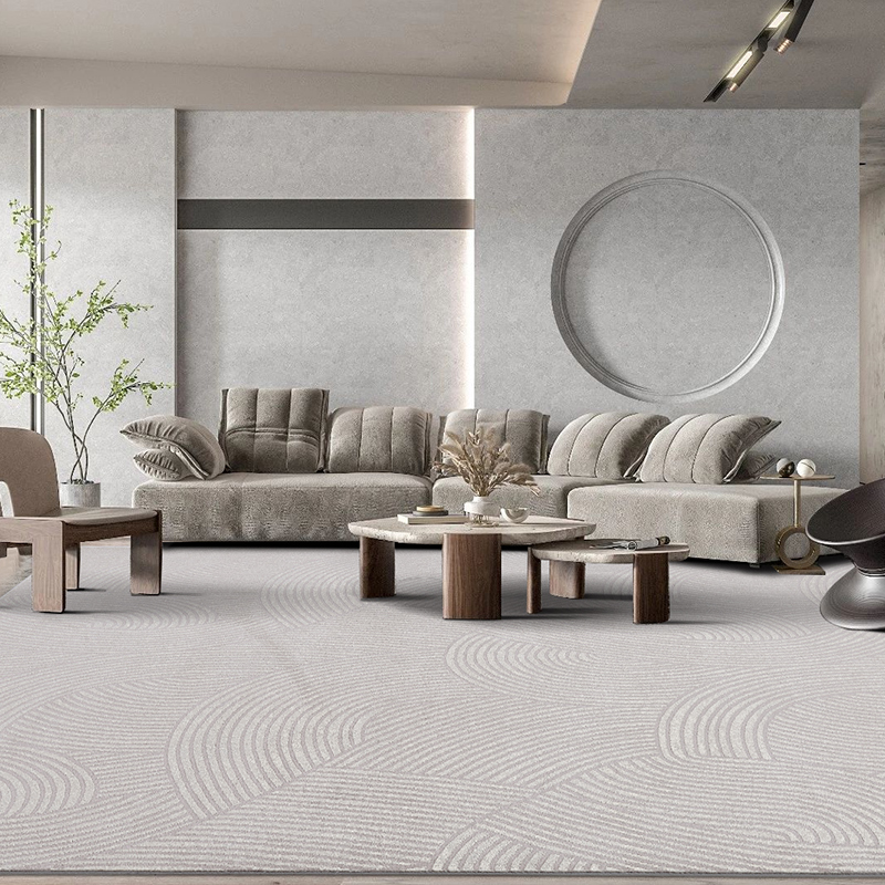 侘寂轻奢灰色床边ins风茶几毯