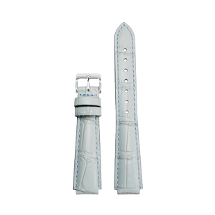 代用卡西欧LTP-2069手表带真皮2083D 1410D凸口鳄鱼纹粉蓝色表带