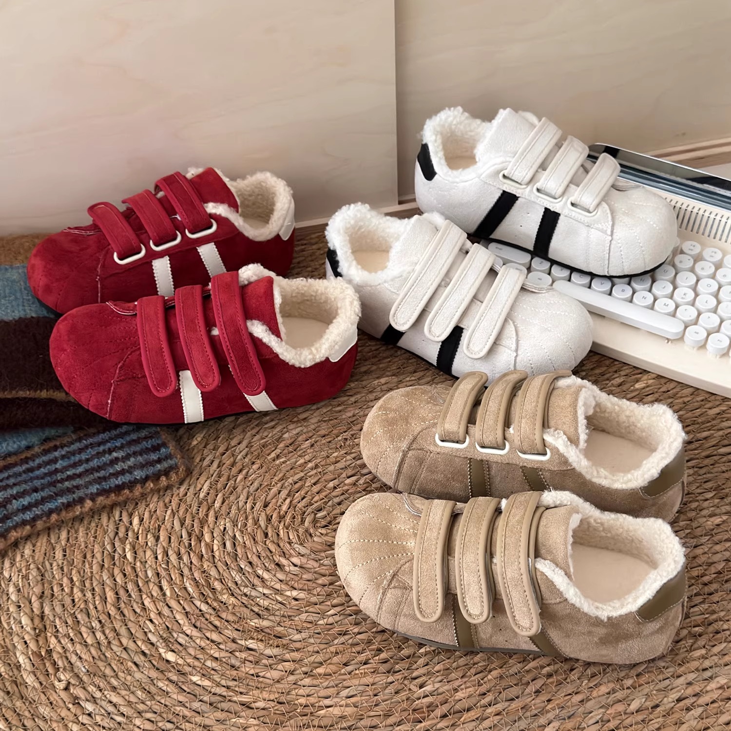 复古加绒德训鞋女2025冬季新款