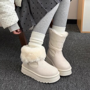 荔枝公园加绒加厚雪地靴女2025冬季新款毛毛鞋厚底百搭棉鞋防滑