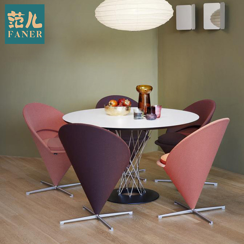 北欧式新品现代时尚布艺锥形椅服装店休闲单人心形沙发创意矩形椅