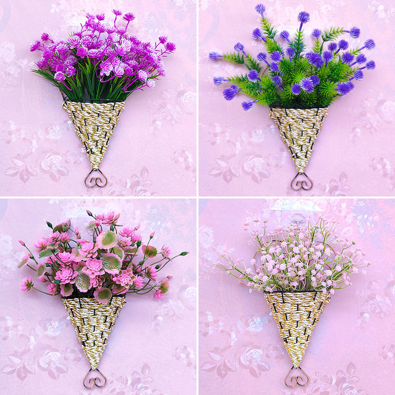 墙壁装饰挂件仿真满天星假花篮挂饰卧室内房间客厅墙面墙上装饰品