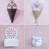 挂墙假花壁挂装 饰小清新墙面上挂件塑料花篮室内客厅栅栏墙壁挂件