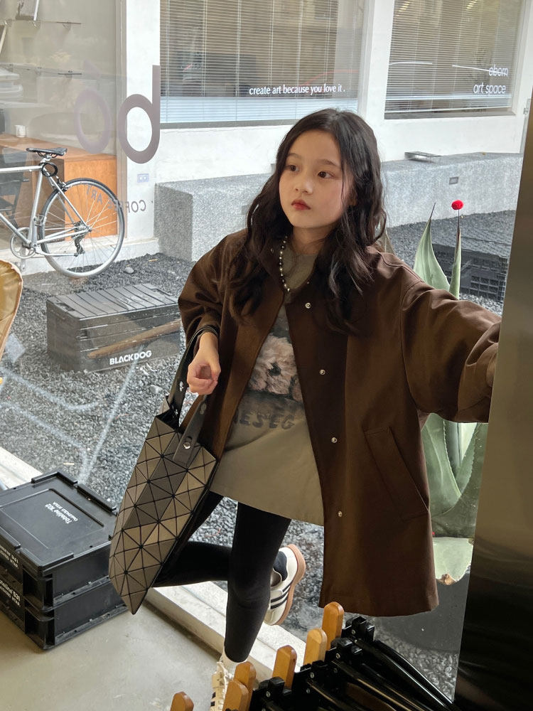 CITY OF BEAUTY GIRLS 중간 길이 윈드 브레이커 재킷 중형 아동용 부모-자식 의류 윈드 브레이커 2024 봄 신작 아동복