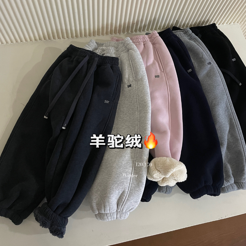 儿童加厚厚款驼绒运动裤冬季保暖裤