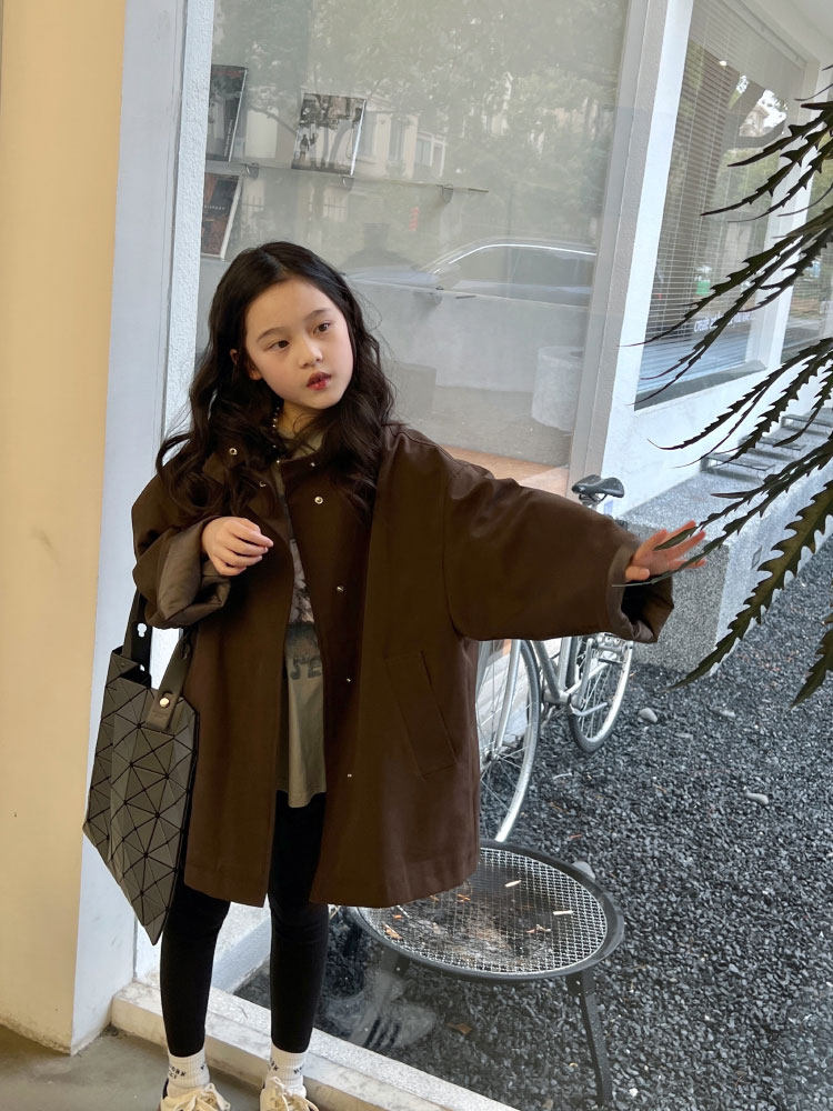 CITY OF BEAUTY GIRLS 중간 길이 윈드 브레이커 재킷 중형 아동용 부모-자식 의류 윈드 브레이커 2024 봄 신작 아동복