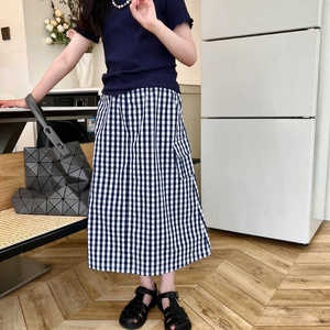 美妞之城女童洋气工装格子半身裙中大童可亲子2024夏季新款童装