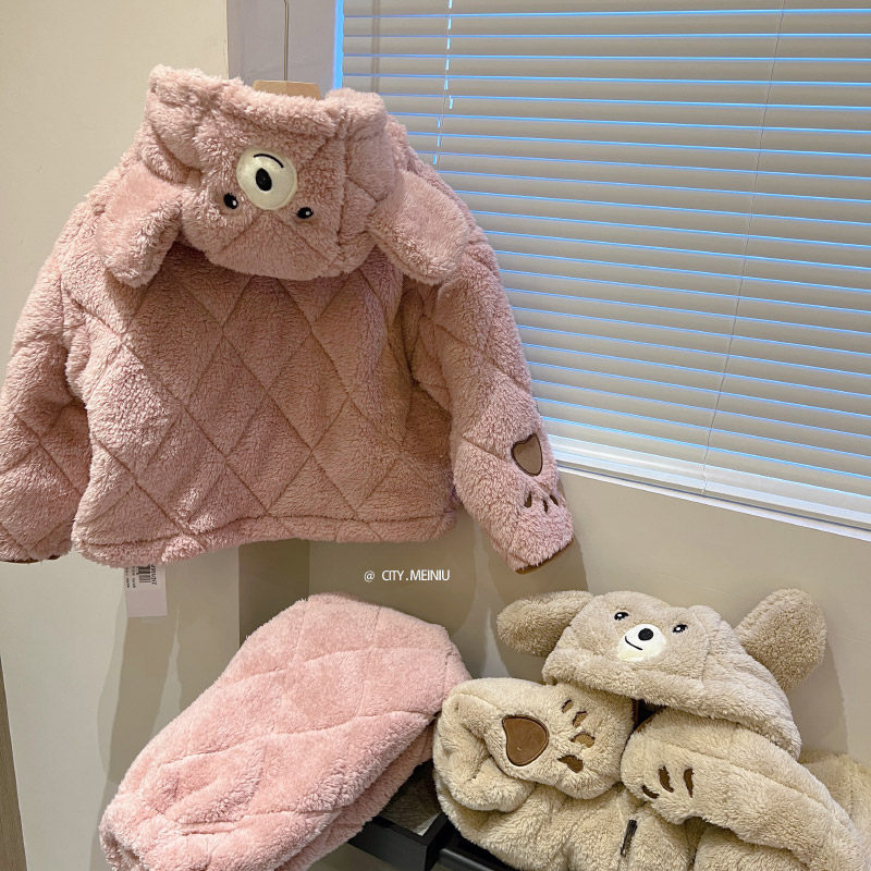 美妞之城 儿童地小熊毛绒家居服套装三层夹棉加厚保暖冬天睡衣,童装/婴儿装/亲子装,家居服套装,淘宝优惠券,粉丝福利购,淘宝优惠卷