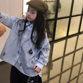 亲子装 美妞之城女童宽松洋气不规则大版 新款 秋季 很有范 衬衫