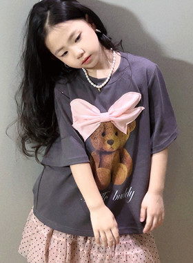 女童韩版甜美宽松大版T恤中大童