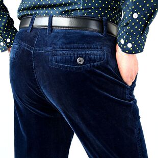 厚款 名牌品质灯芯绒男裤 条绒休闲裤 男式 中年直筒中老年弹力 秋季