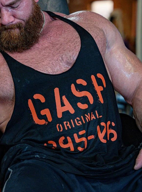 GASP盖世男款美式硬汉工字吊带背心肌肉健身健美运动宽松纯棉大码