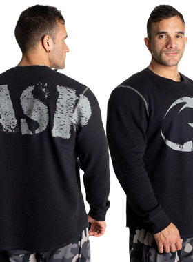 GASP长袖外套华夫格运动大码宽松健美健身训练保暖透气打底欧美男