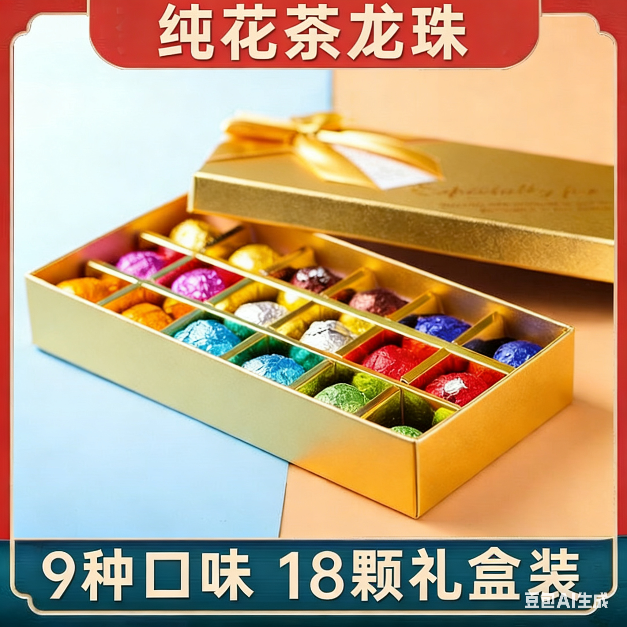云南花茶球龙珠玫瑰茉莉菊花洛神百合工艺花茶组合茶叶18颗礼盒装