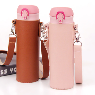 杯套皮革加厚可斜挎便携背带防烫手提水杯袋子玻璃杯保温杯保护套