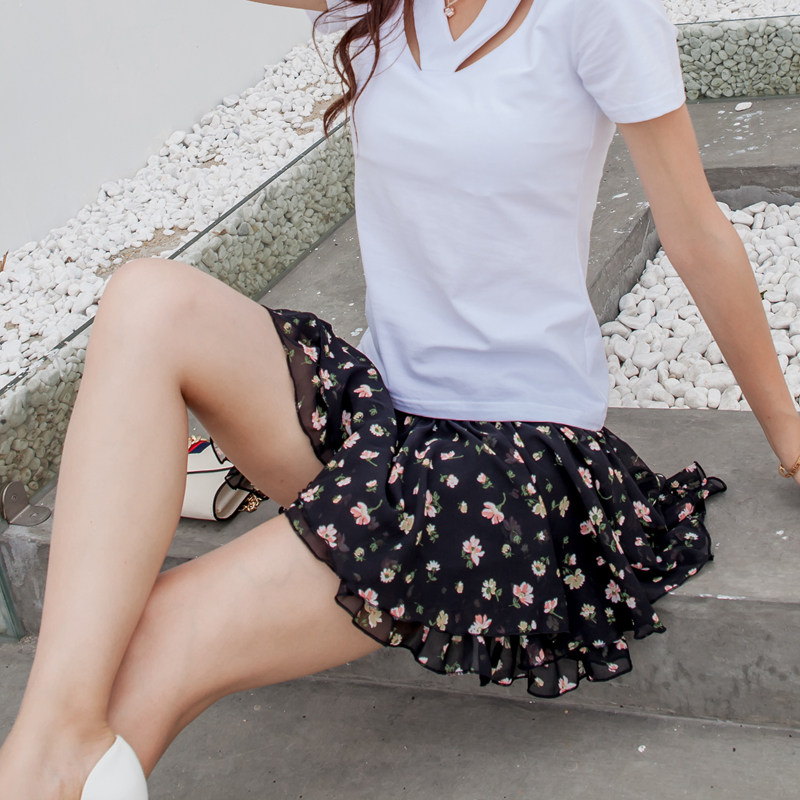 雪纺短裙女夏半身裙碎花清新防走光裙裤高腰荷叶小花裙半身小裙子在类目 女装/女士精品, 半身裙中 - 来自Buy2taobao.com提供专业的淘宝代购服务