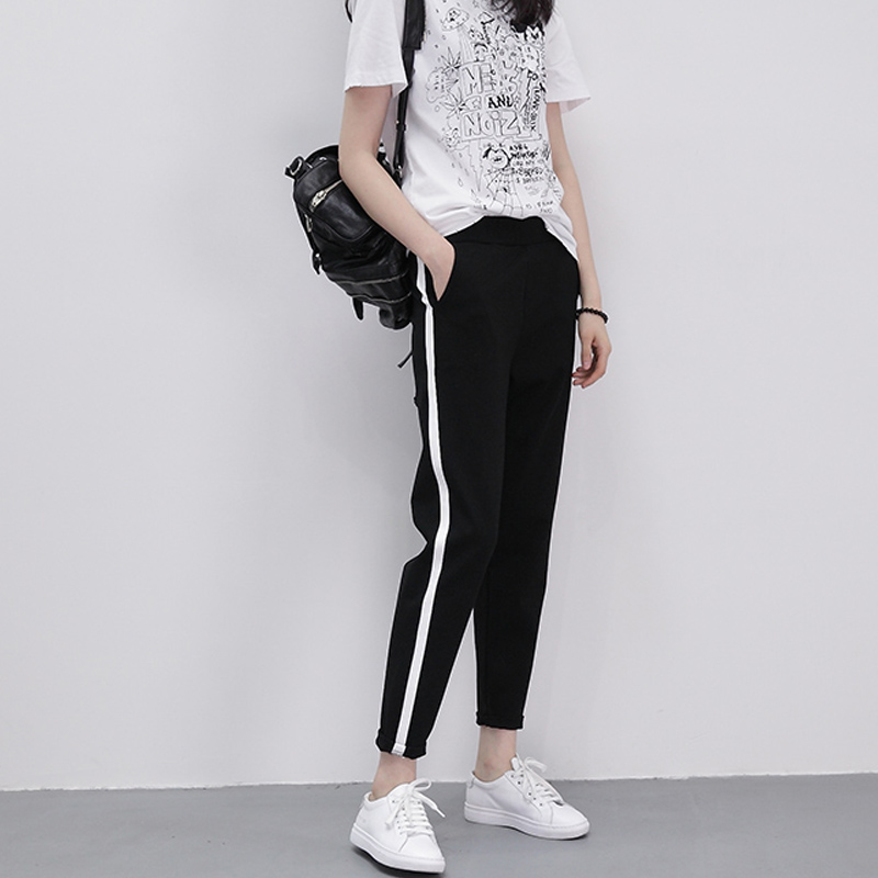 Summer style Korean Edition Harajuku college bf Vertical bar stripe leisure time motion Easy Show thin Feet Haren pantsin the Women's clothing/Boutique , Pants , Casual pants  category - from Buy2taobao.com to provide professional Taobao agent buy service