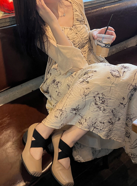 【benefanfan】UM固特异真皮大底套包猪鼻子交叉带手工芭蕾舞鞋女