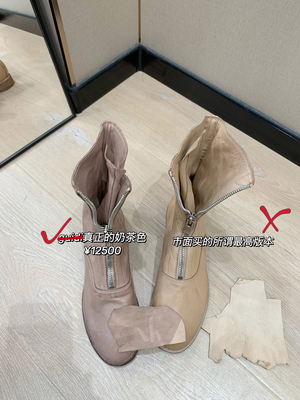 粗跟马皮短靴女中跟310中筒靴