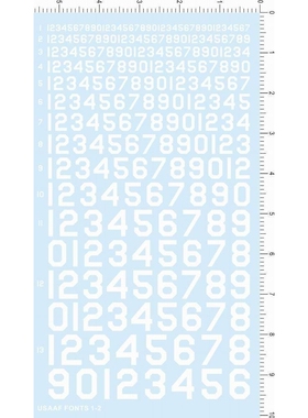 USSAAF FONTS 1-2 美国美军字体数目字1/35 1/72 1/144水转印贴纸