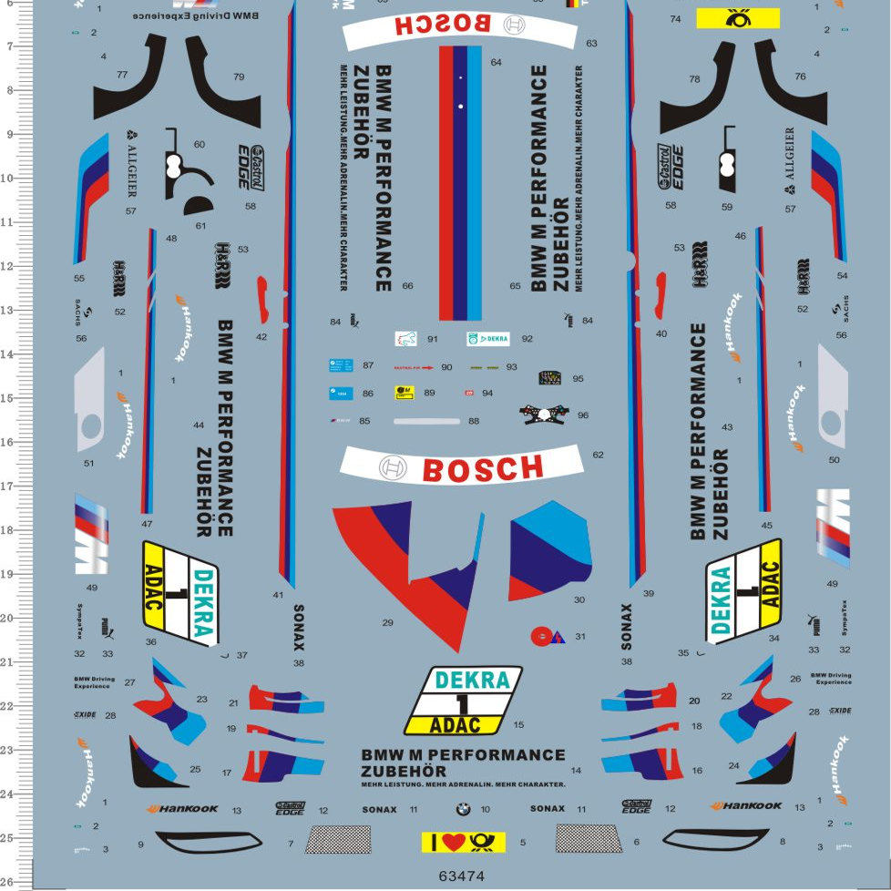 1/24 BMW DTM M3 宝马赛车模型车水贴纸 63474