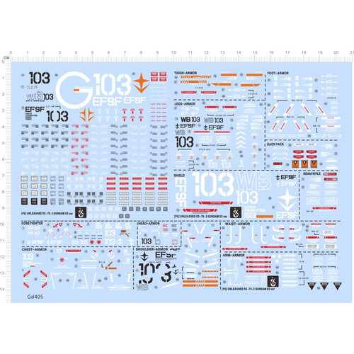 高达模型 PGU Gundam RX-78-2 元祖高达(2.0).专用水贴【GD405】