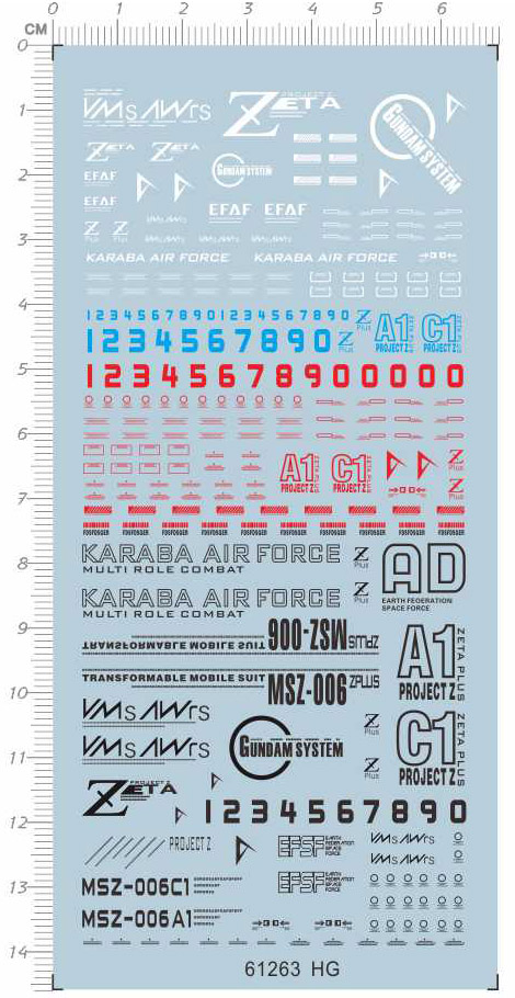 HG 1/144 MSZ-006A1 MSZ-006 C1 Zeta z Plus gd水贴金属贴 61263