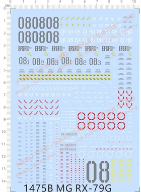 GD模型 MG 1/100 Gundam RX-79[G] 陆战GD.专用水转印贴纸 1475B