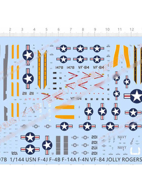 飞机模型 1:144 USN JOLLY ROGERS 战斗机.专用水贴【63097B】