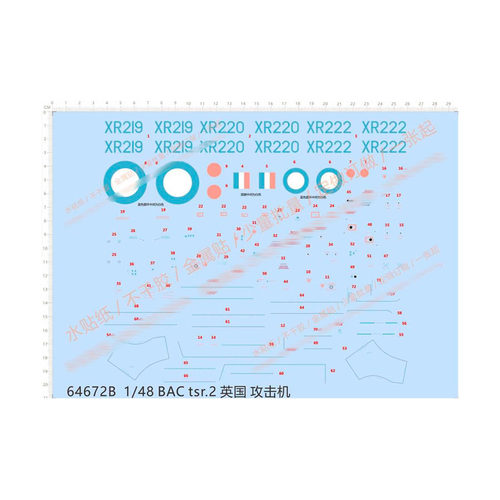 飞机模型 1:48 BAC TSR.2 攻击机(通用标志).专用水贴【64672B】