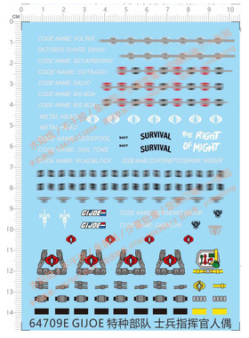 积木人仔 GI.JOE 特种部队/士兵/指挥官/标识.专用水贴【64709E】