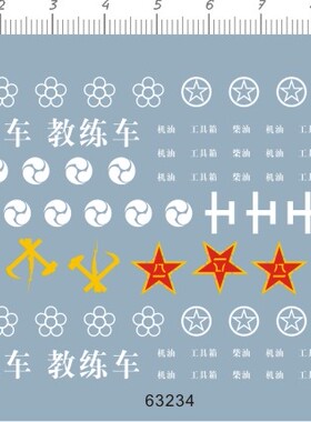 1/35 坦克教练车机油工具箱柴油五星镰刀锤子水贴纸 63234