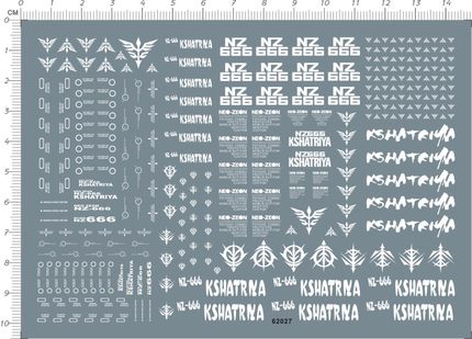 62027 HG ZEON NZ-666 KSHATRIYA 刹帝利gd水贴10x14 白色 金色