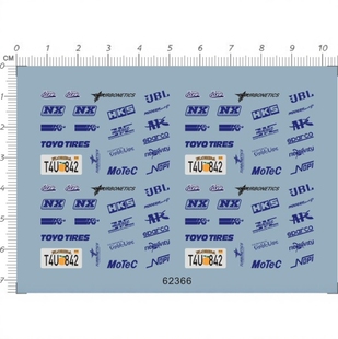 1/24 R34 hks jbl nx toyo tires 侧门贴拉花水贴 62366 7*10