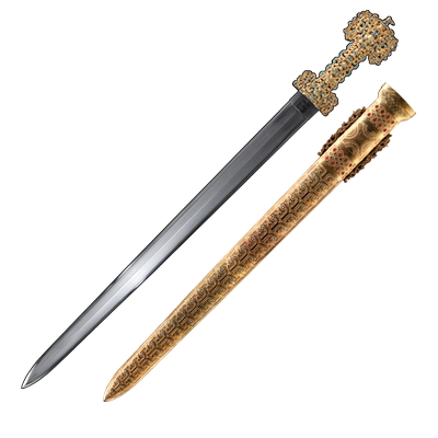 乌兹钢金柄铁剑龙泉禾字号宝剑