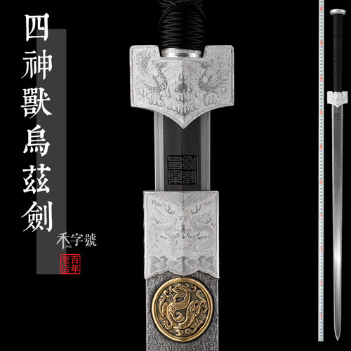 未开刃八面四神兽汉剑查长伟乌兹钢刀具防身冷兵器龙泉禾字号宝剑 - 封面