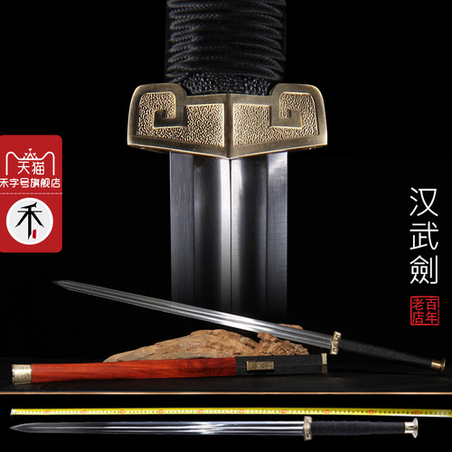 未开刃手工八面汉剑汉王剑花纹钢长剑冷兵器龙泉禾字号手工宝剑 - 封面