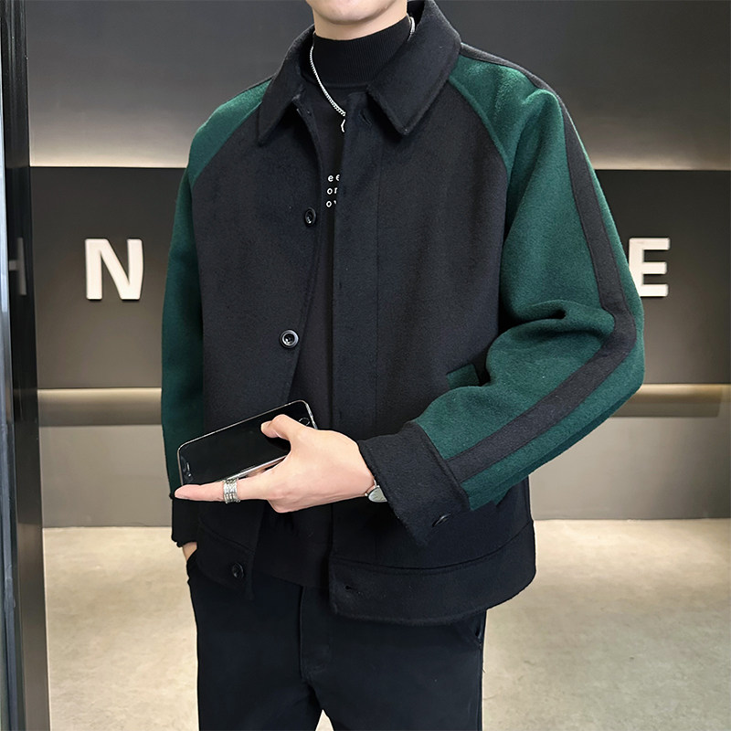 店主风羊毛呢外套双面呢夹克秋冬韩版大衣D203-68053P335控599，男装夹克，电商D203(原钱塘6011)