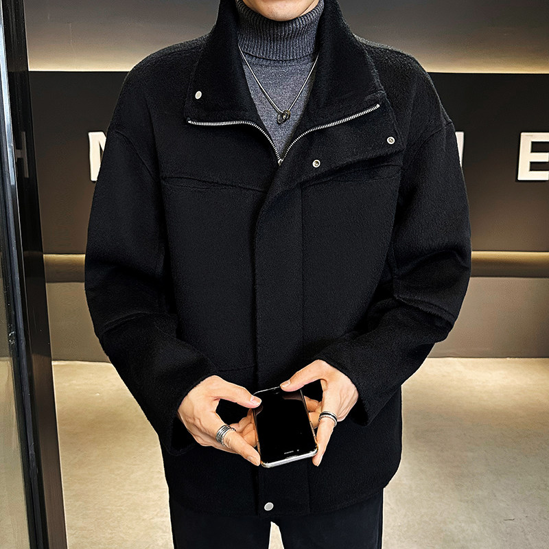 长顺毛工装多口袋夹克休闲双面毛呢大衣拉链款D203-061P485控669，男装夹克，电商D203(原钱塘6011)