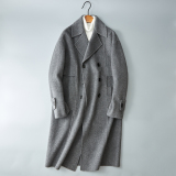 韩式羊毛呢大衣压明线休闲中长款双面呢外套雪花灰2033P485控699，男装毛呢大衣，电商D203(原钱塘6011)