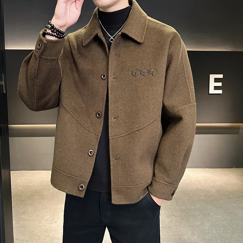 店主风毛呢大衣秋外套英伦风双面呢休闲夹克D203-68334P335控599，男装夹克，电商D203(原钱塘6011)